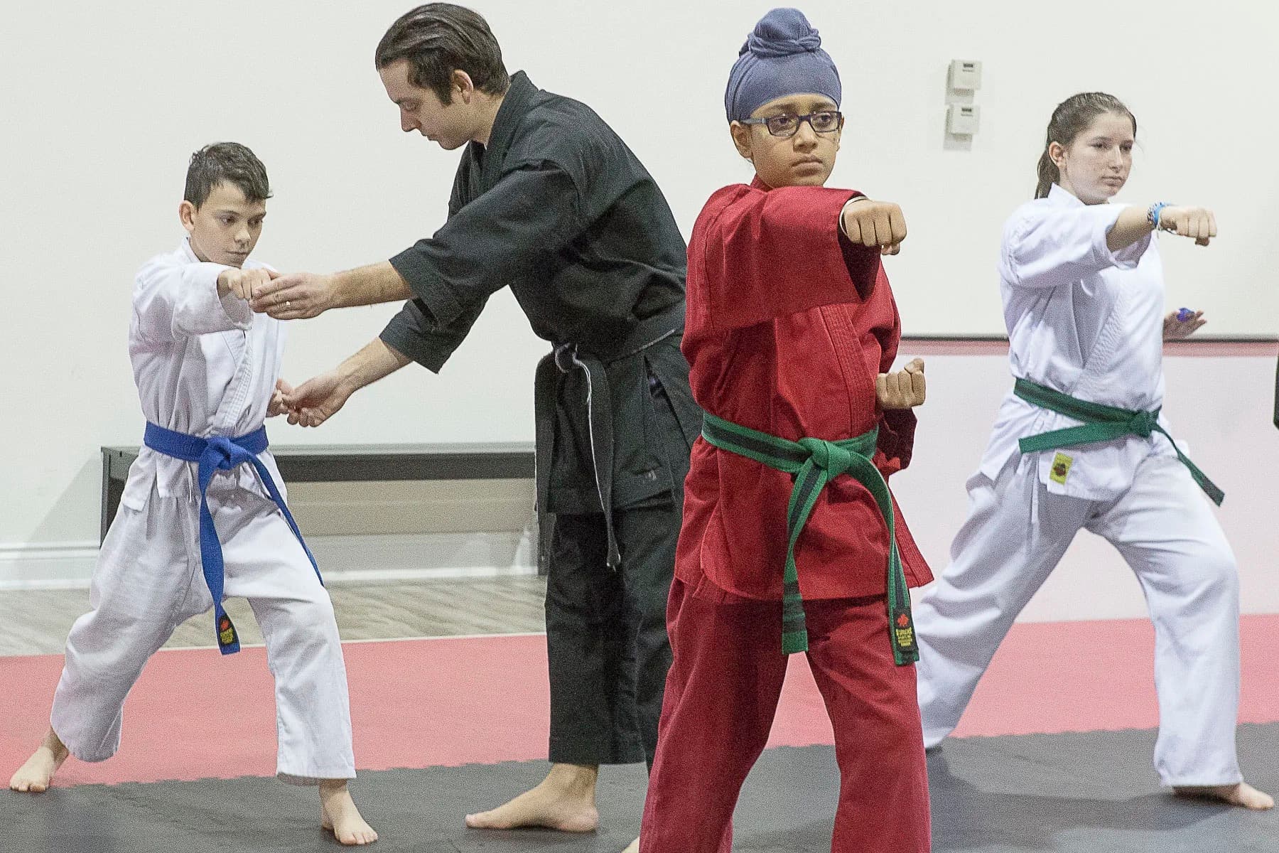 Karate students training together at Prodigy Martial Arts Mississauga