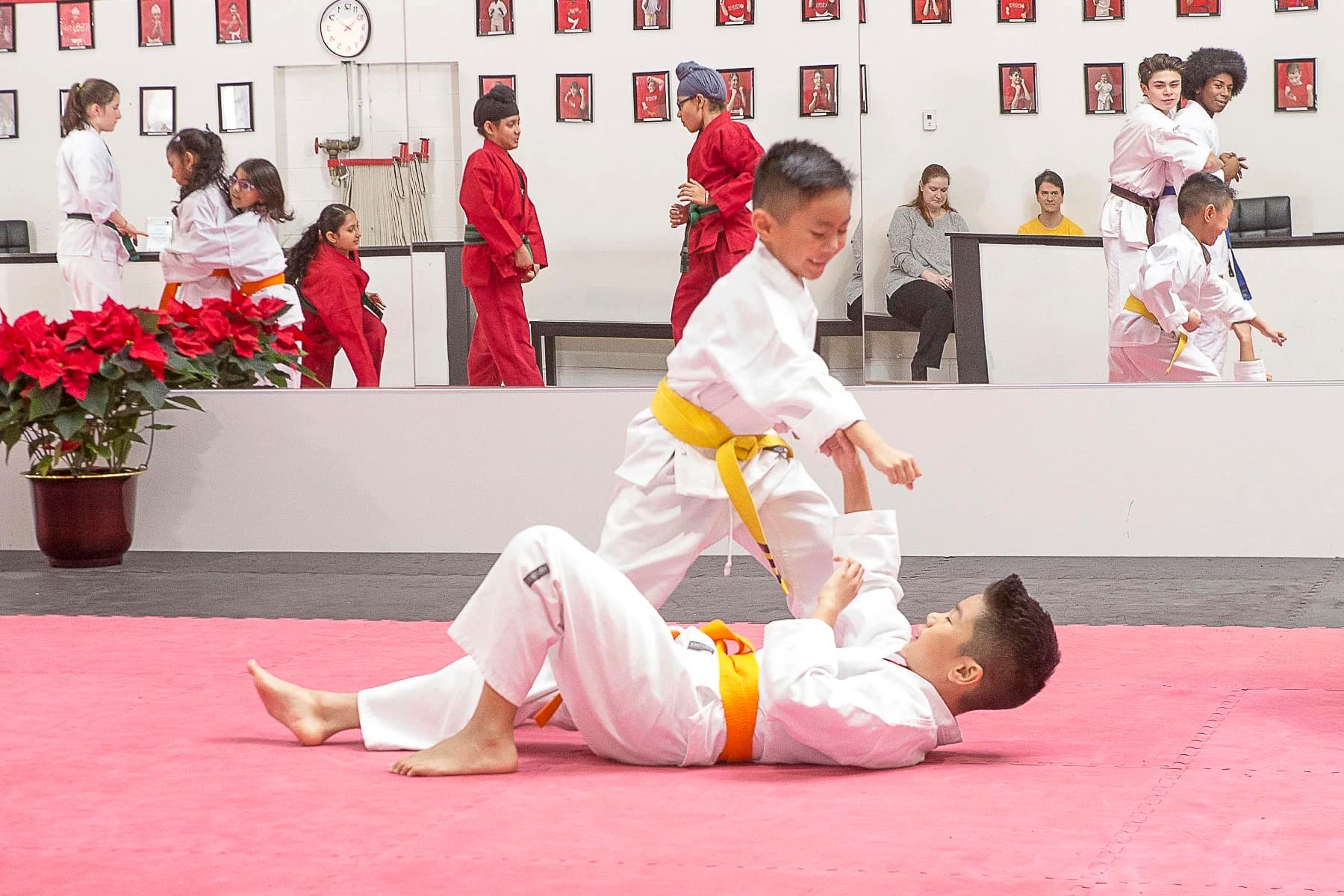 Kids training on the mat
