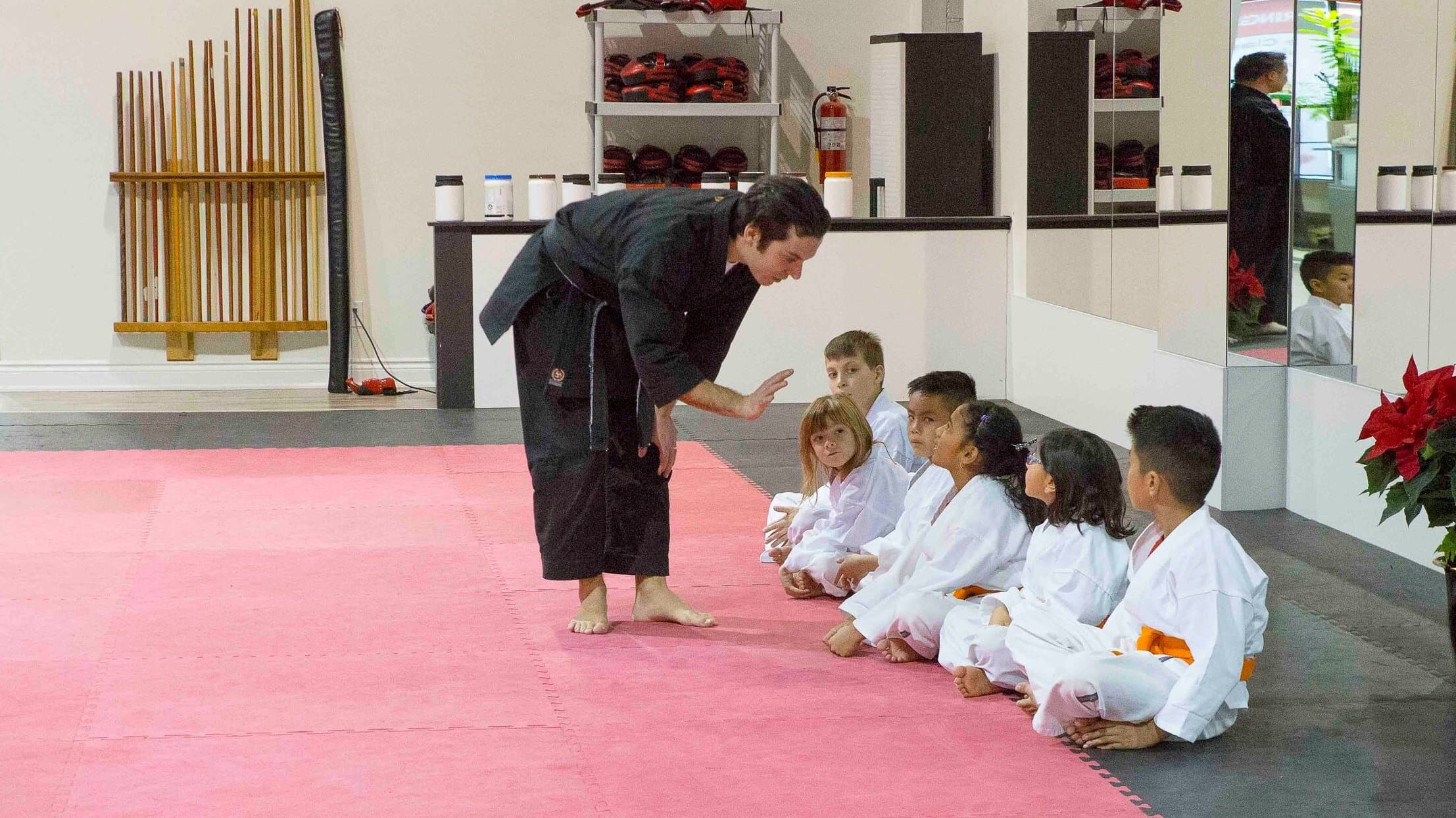 Mini ninja kids class with instructor at Prodigy Martial Arts